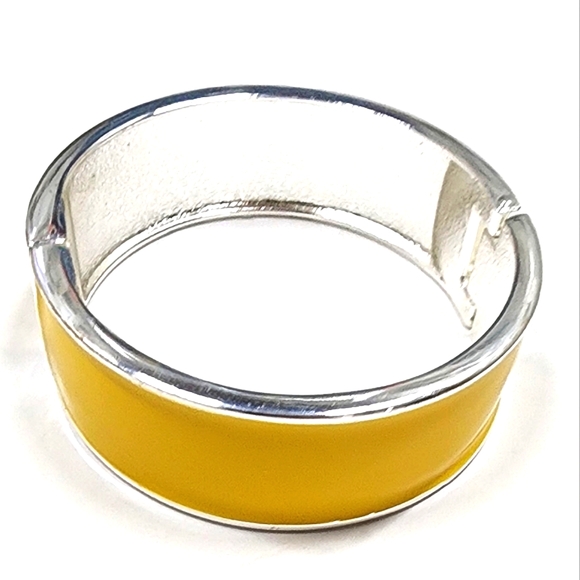 Yellow Enamel / Silver Bangle Bracelet - Picture 5 of 5